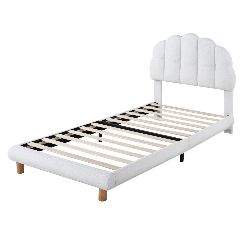 Letto Singolo Imbottito per Bambini 90x200 cm con Rete a Doghe in Legno, Bianco