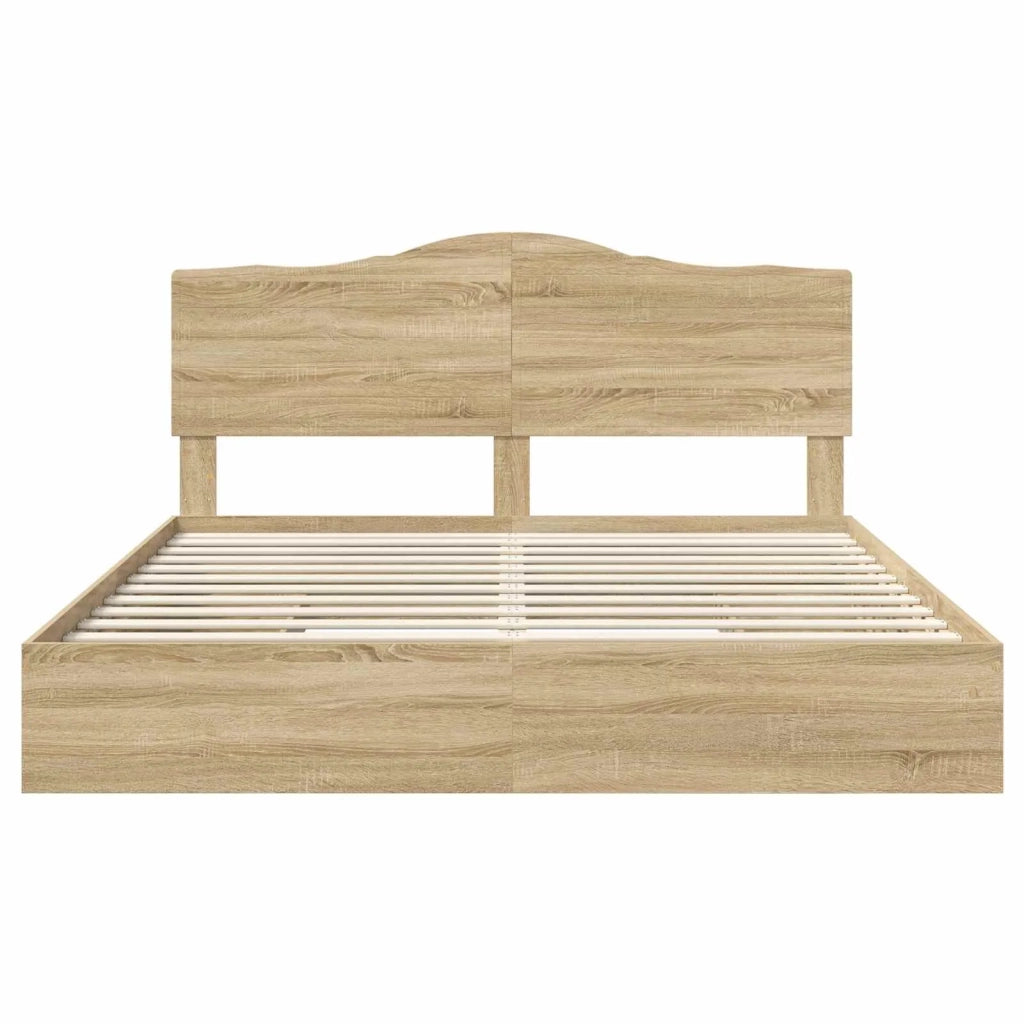 Letto con Contenitore con testiera Rovere Sonoma 180 x 200 cm