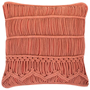 Cuscino Decorativo Arancio Cotone Macramè 45 x 45 cm Corda Boho Retro Decor Accessori
