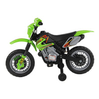 Moto Cross Elettrica per Bambini 6V con Rotelle Verde