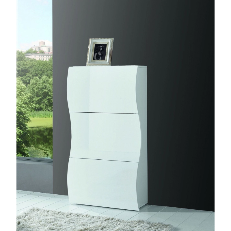 Scarpiera Onda 3 Ante a Ribalta 71x121x26,6 cm – Bianco Lucido