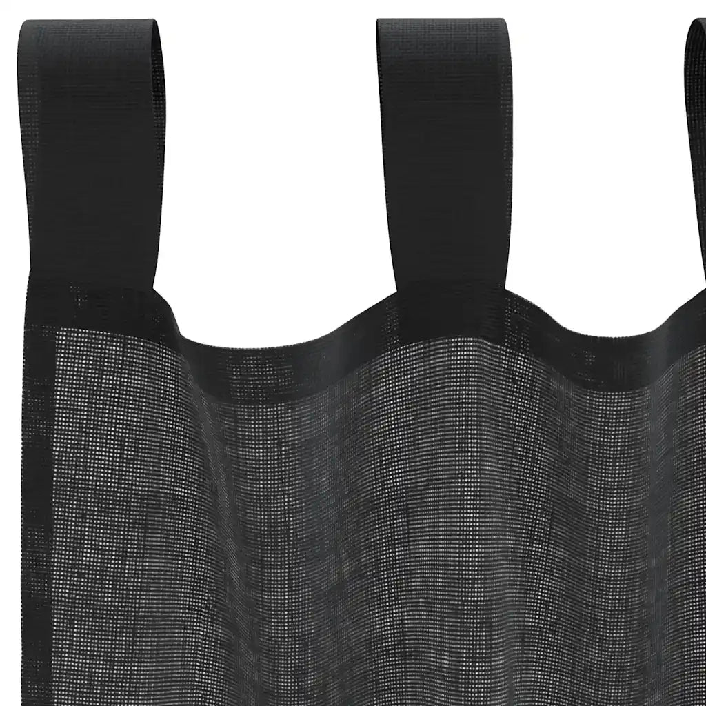 Tende in Voile con Linguetta 2 pz Nero