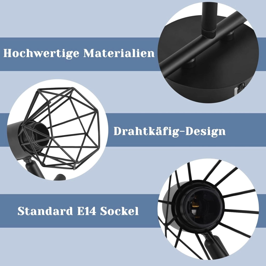 ZMH Faretto da soffitto neri 3 luci E14 retro orientabili 350° industriali per soggiorno corridoio senza lampadina