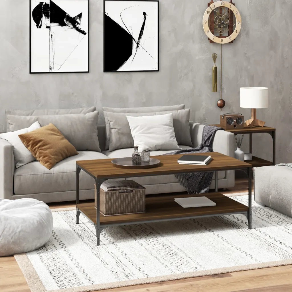 Tavolino Salotto Rovere Marrone 80x50x40 cm Legno Multistrato cod mxl 23178
