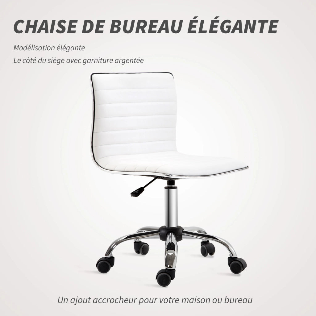 Sedia da ufficio senza braccioli ¨C zephmum ¨C regolabile in altezza, imbottita, bianco 48x52x78-90cm