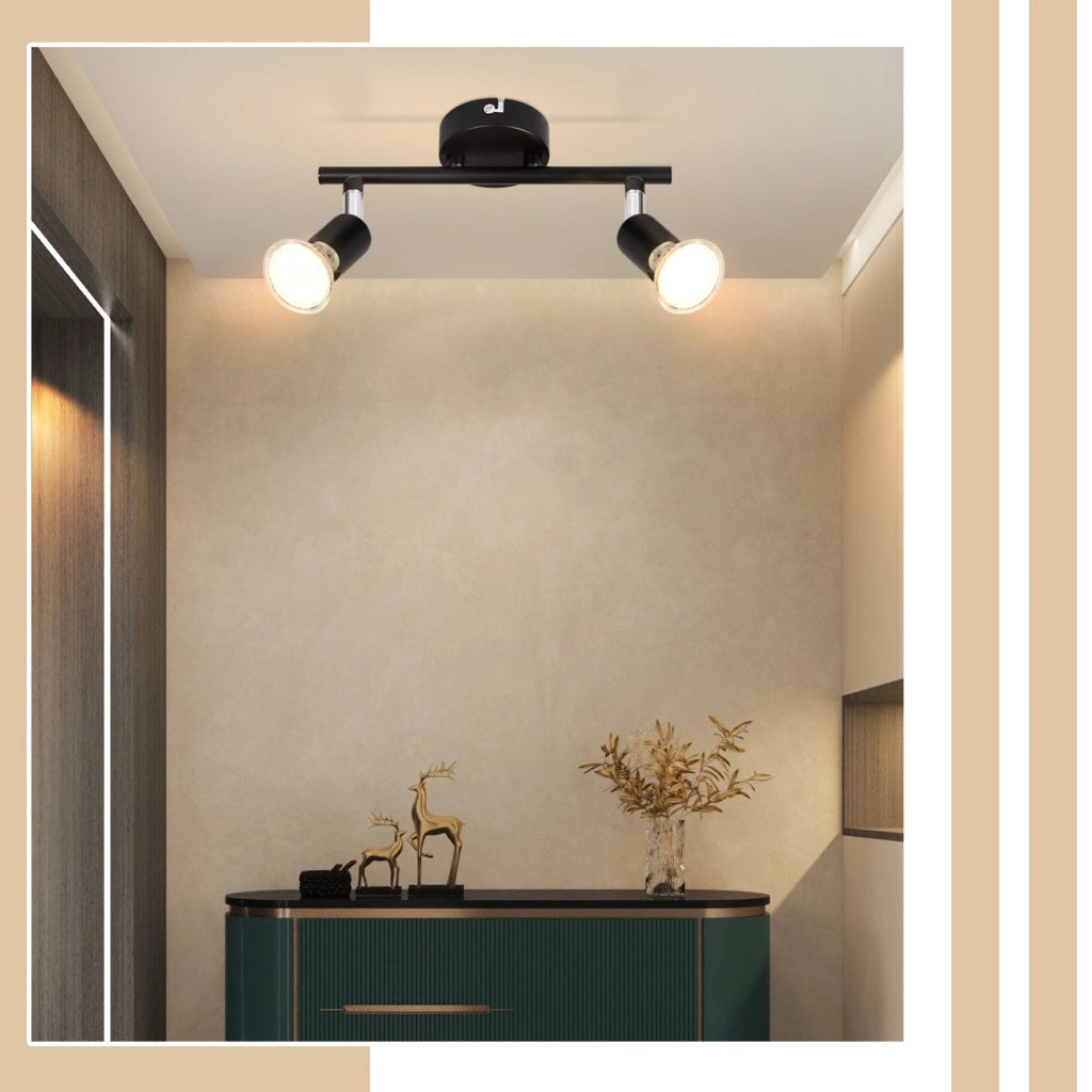 ZMH Faretto da soffitto neri 2 luci GU10 rotativi 330° anche parete per corridoi camere salotti