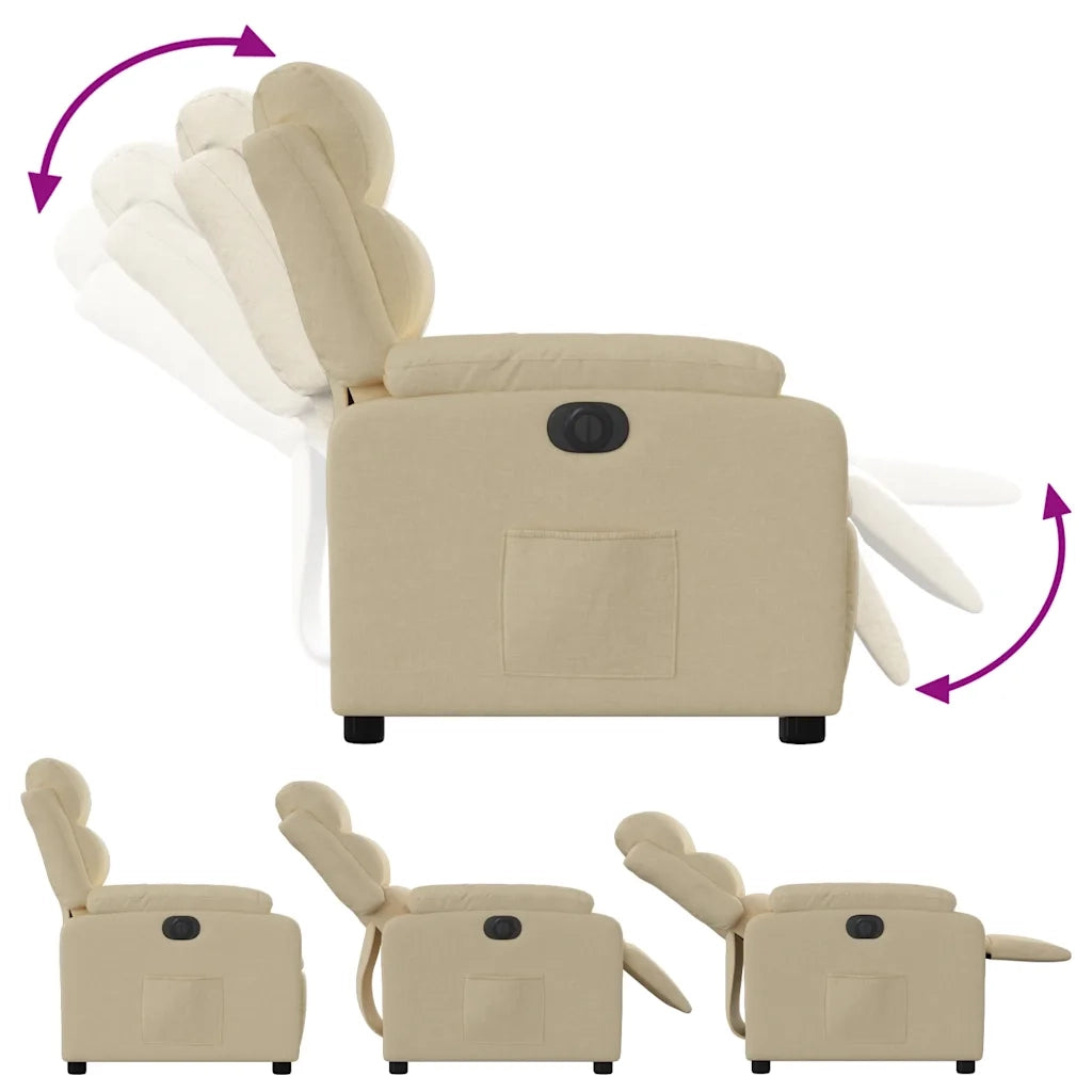 Poltrona Elettrica Reclinabile-Divano Sedia Crema in Tessuto 721781