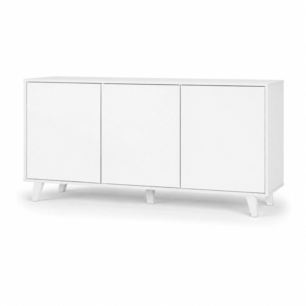 Madia Gijòn In Melaminico Credenza Con 3 Ante Battenti Senza Maniglie Mobile Per Soggiorno Salotto Ingresso E Sala Da Pranzo 154 X 41 X 75 Cm Colore Bianco
