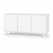 Madia Gijòn In Melaminico Credenza Con 3 Ante Battenti Senza Maniglie Mobile Per Soggiorno Salotto Ingresso E Sala Da Pranzo 154 X 41 X 75 Cm Colore Bianco