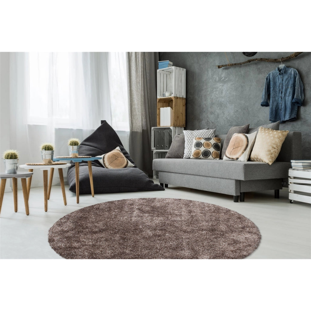 Tappeto Shaggy Diamond tondo grigio antracite