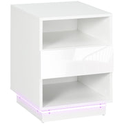 Comodino con Luce LED e Cassetto ¨C Zephmum ¨C Bianco 40x40x55 cm