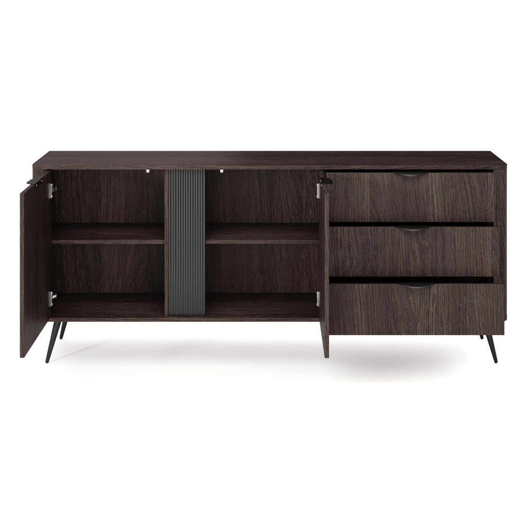 Madia Kabatiti, Credenza 3 Cassetti, 195x38x81h cm Marrone Noce