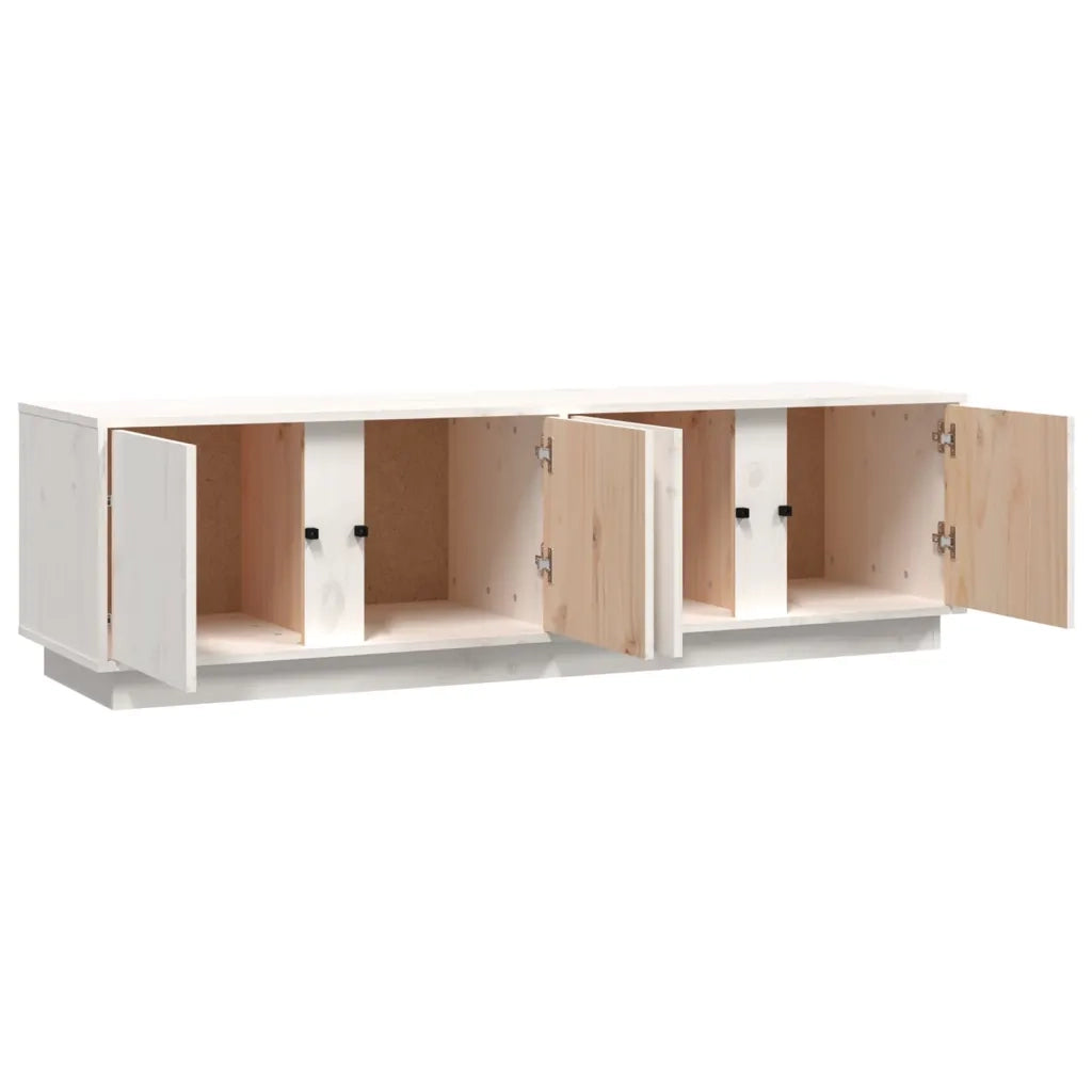 Mobile Porta TV Bianco 140x40x40 cm in Legno Massello di Pino 814460