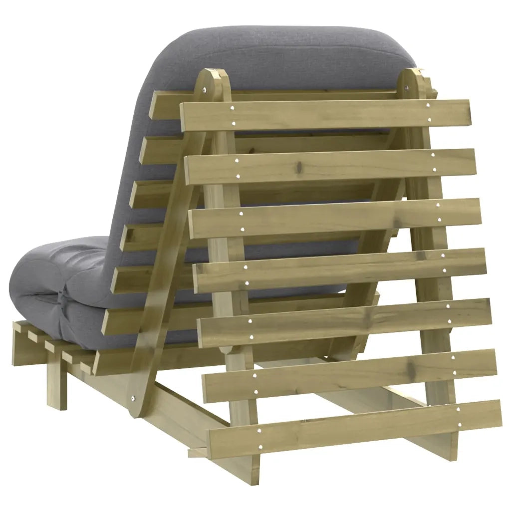Divano Letto Futon con Materasso 70x206x11cm Pino Impregnato 846755