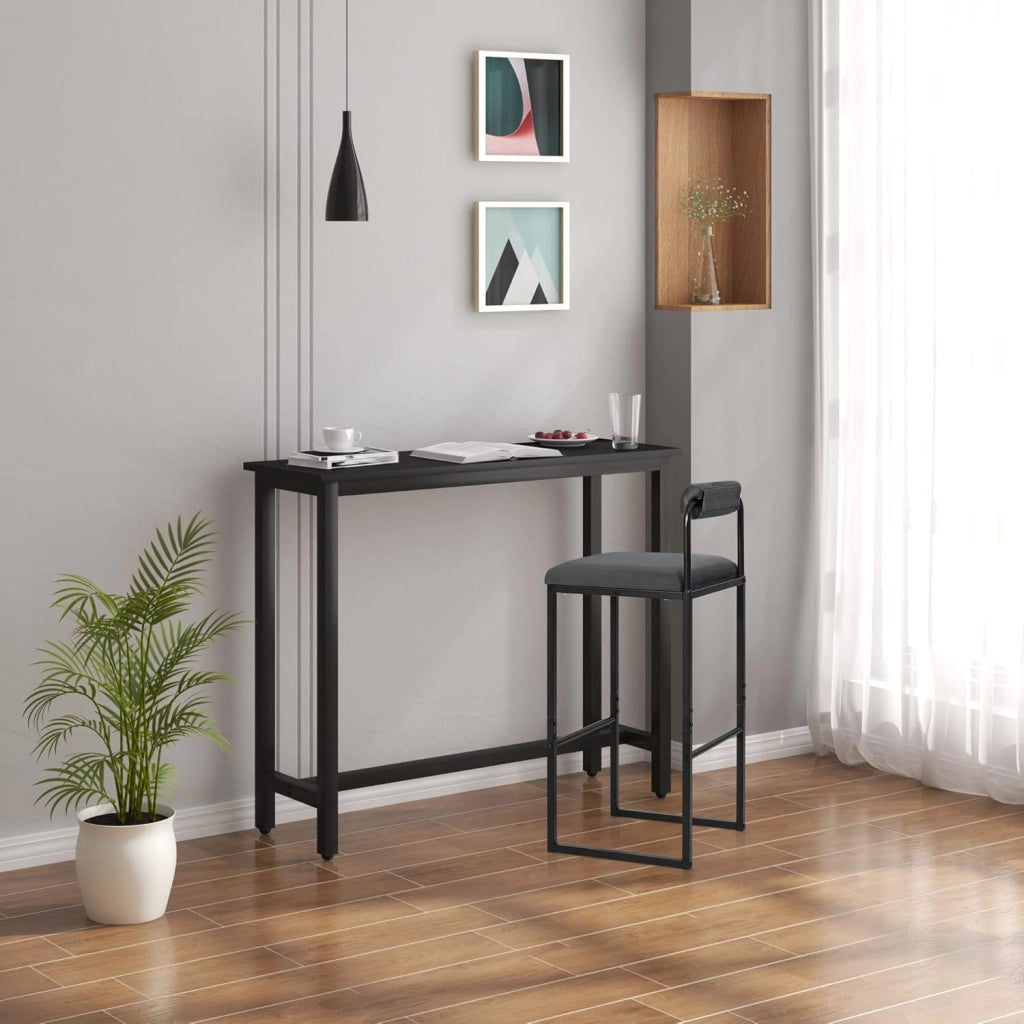 2x Sgabelli da Bar con Poggiapiedi, Sedie Alte con Schienale, Design Moderno, Sgabelli da Cucina Imbottiti in Velluto e Metallo, Grigio Scuro BH343dgr-2