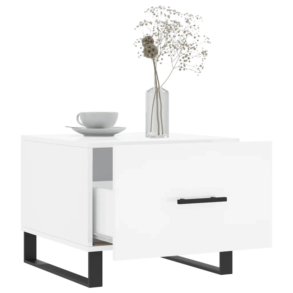 Tavolini Salotto 2pz Bianco Lucido 50x50x40cm Legno Multistrato 829449