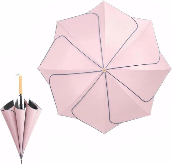 Paraplu per donna impermeabile e resistente al vento, UPF 50+, idoneo per uso quotidiano e per il mare con motivo di fiori.