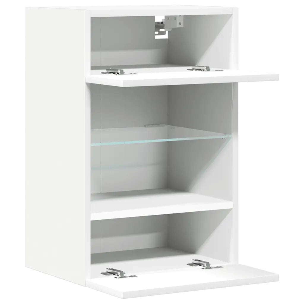 Mobili da parete con luci LED per TV 2pz-Set di 2 Credenza per TV Bianchi 40x30x60,5 cm