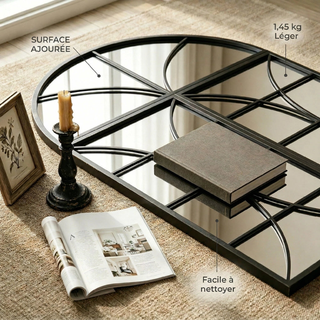 Specchio Muro 3 Pezzi ¨C zephmum ¨C Nero, Metallo, 80x120 cm