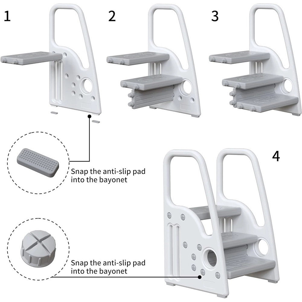 Trade Shop - Sgabello Per Bambini Piccoli Scala A Pioli Per Bagno Cucina Toilette Con Manici -