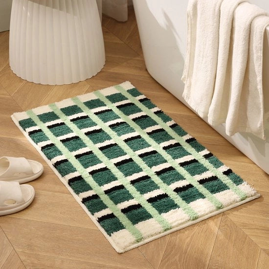 Tapijt geometrico con disegno a griglia per bagno, con testa di letto, per camera da letto e soggiorno, decorativo, per pavimento.