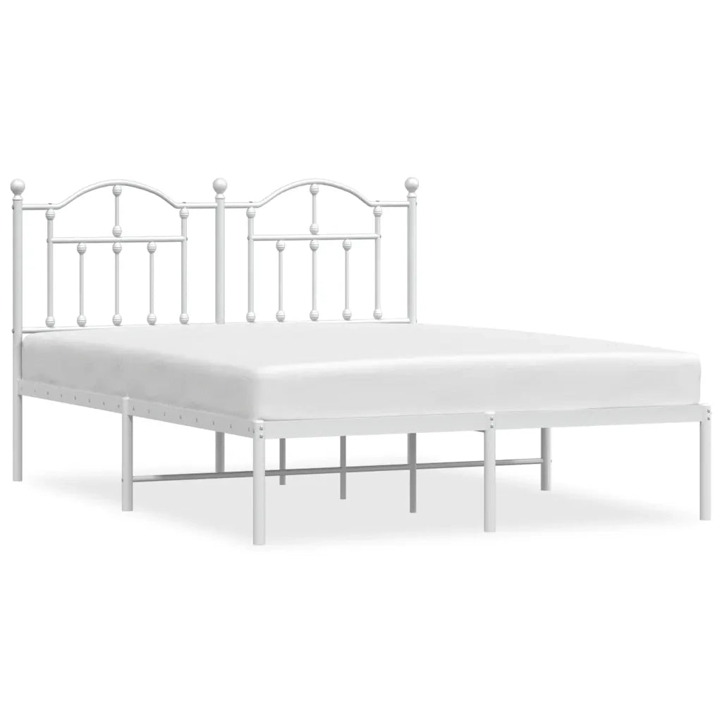 Giroletto con Testiera-Struttura Letto con testiera Metallo Bianco 140x200 cm 820704