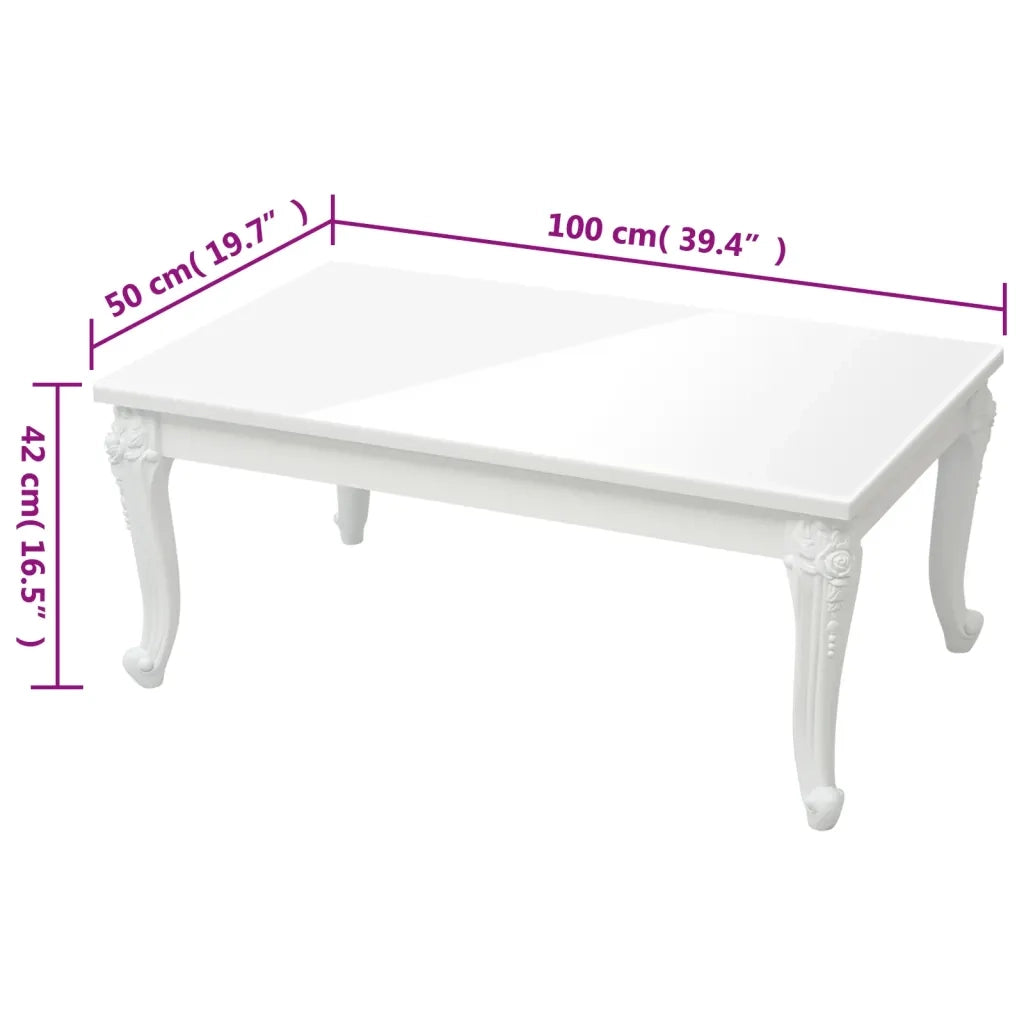 Tavolino da salotto | Tavolino da caff¨¨ | Tavolino da Soggiorno Bianco Lucido 100x50x42cm Legno Multistrato