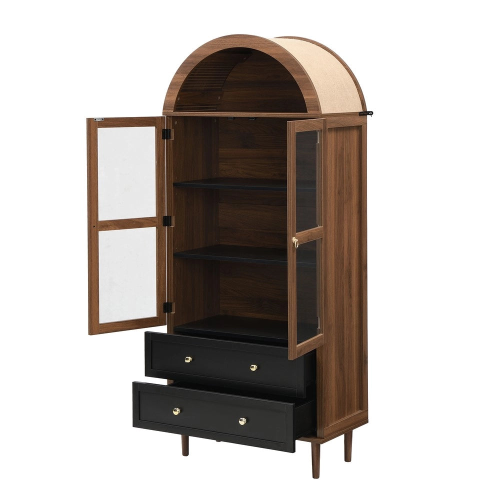 Credenza con Ripiani Regolabili e Vetro Curvo ¨C MINIMAL ¨C Design Moderno Retro