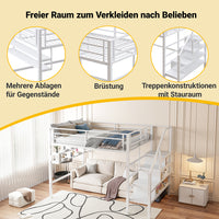 Letto a castello 140x200cm - Xylo - bianco, spazio vestizione, ripiani