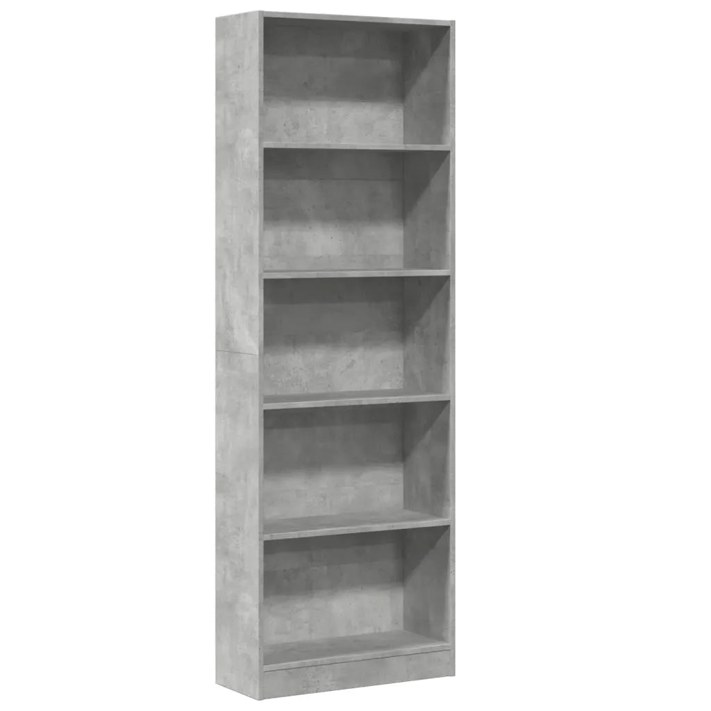 vidaXL Libreria Grigio Cemento 60x24x176 cm in Legno Multistrato