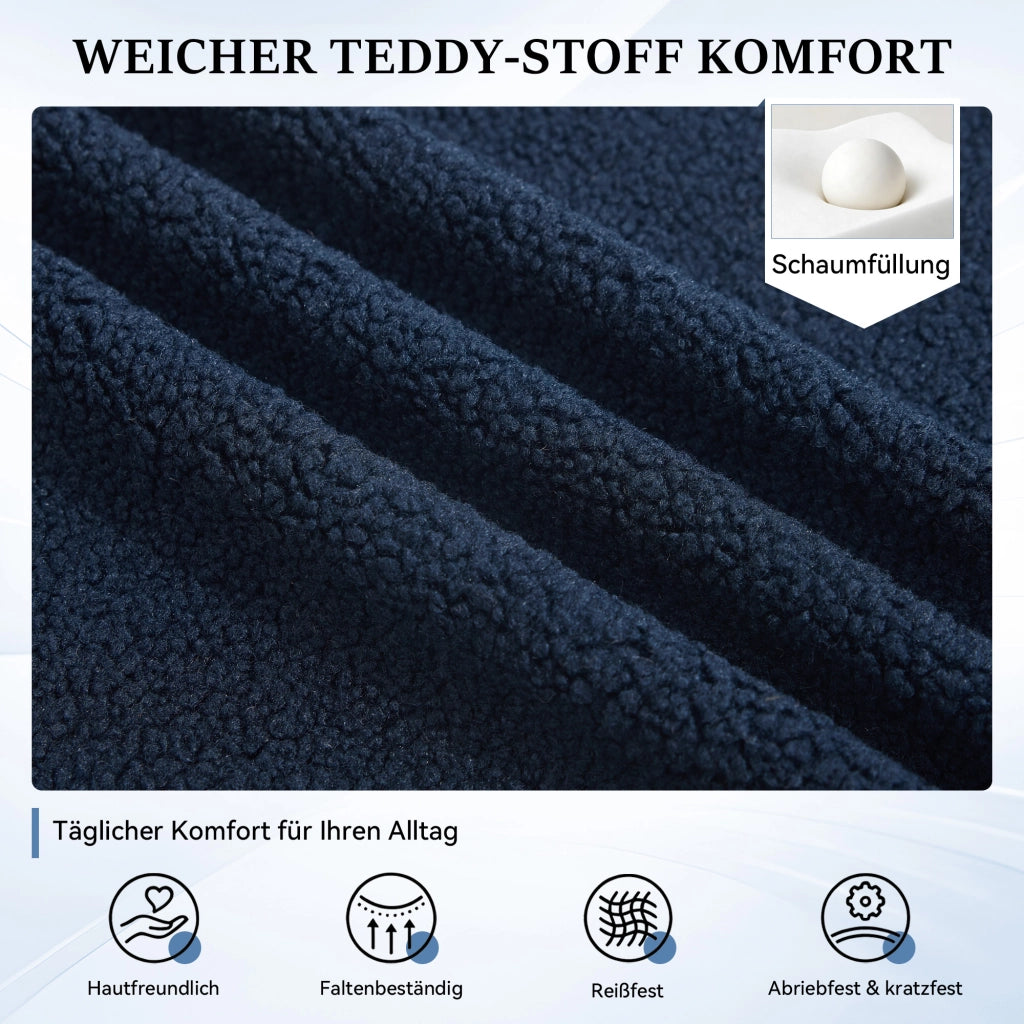 Sedia da ufficio girevole regolabile in altezza 360° con ruote in tessuto Teddy Blu scuro
