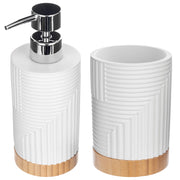Set da bagno KADAX con dispenser di sapone liquido e bicchiere da bagno, colore bianco.