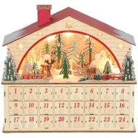 Calendario dell'Avvento da riempire con 24 caselle, Luci a LED, in Legno Naturale, 36 x 10 x 34 cm