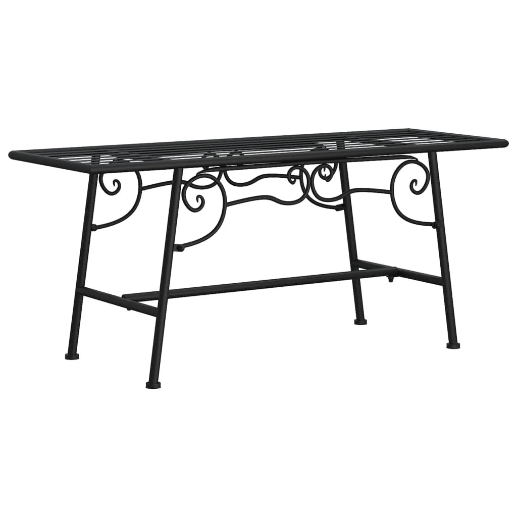 Panca da giardino mobili da esterno per patio terrazza cornice per alberi 110 cm acciaio nero 02_0011843