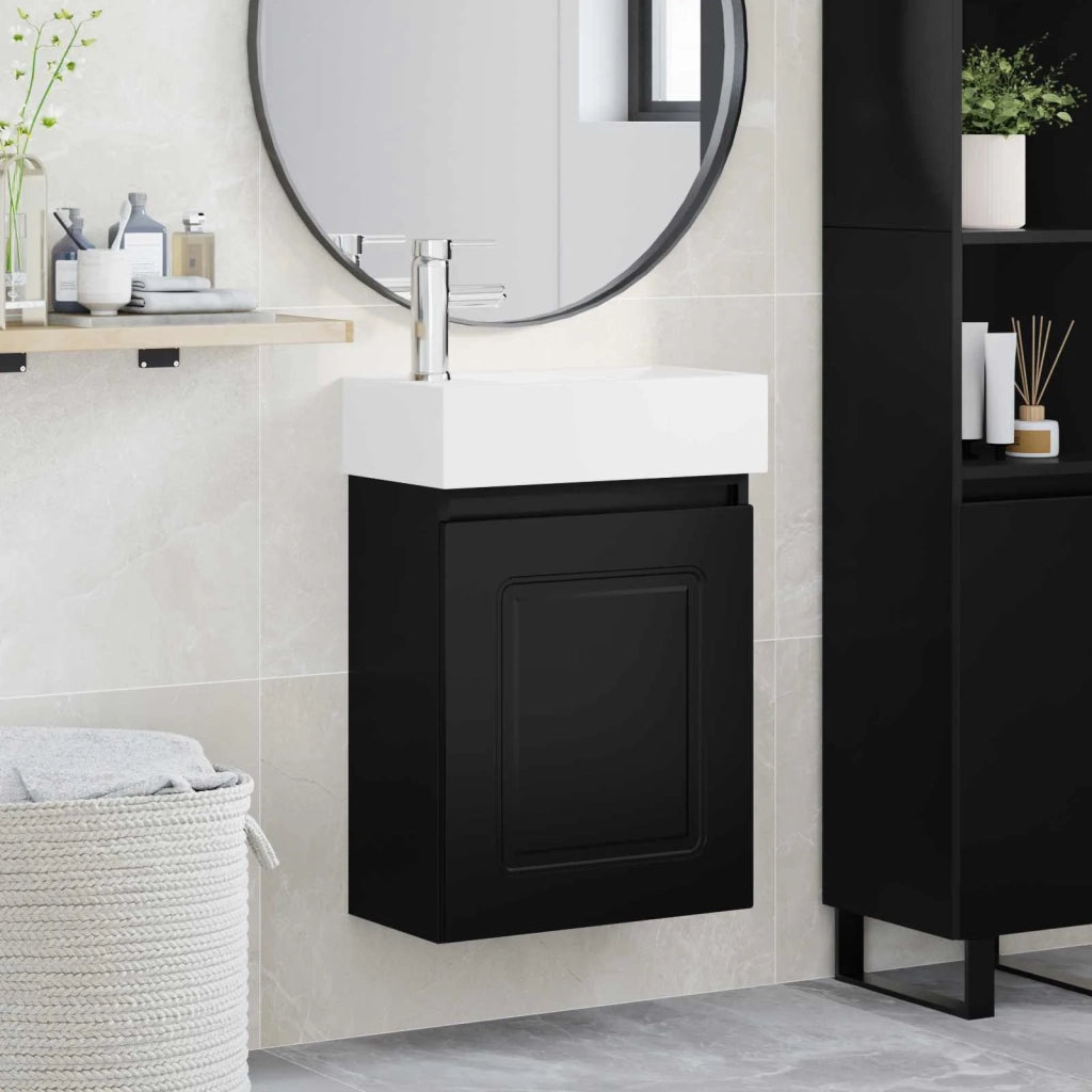 Mobile bagno con rubinetto Nero 45,5 x 22,5 x 84 cm 889462