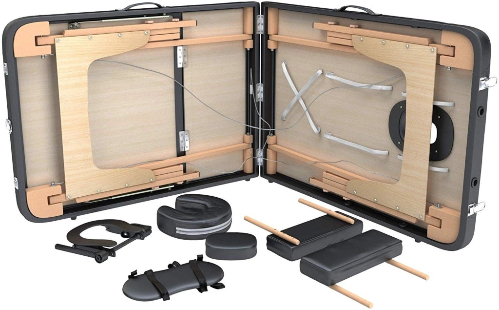 FENIXSHOP24 LETTINO MASSAGGIO PROFESSIONALE 3 ZONE,LETTINO ESTETISTA IN LEGNO DIMENSIONE XL 180 X 56 CM - LETTINI PER DA MASSAGGI PORTATILI PIEGHEVOLI COD-10