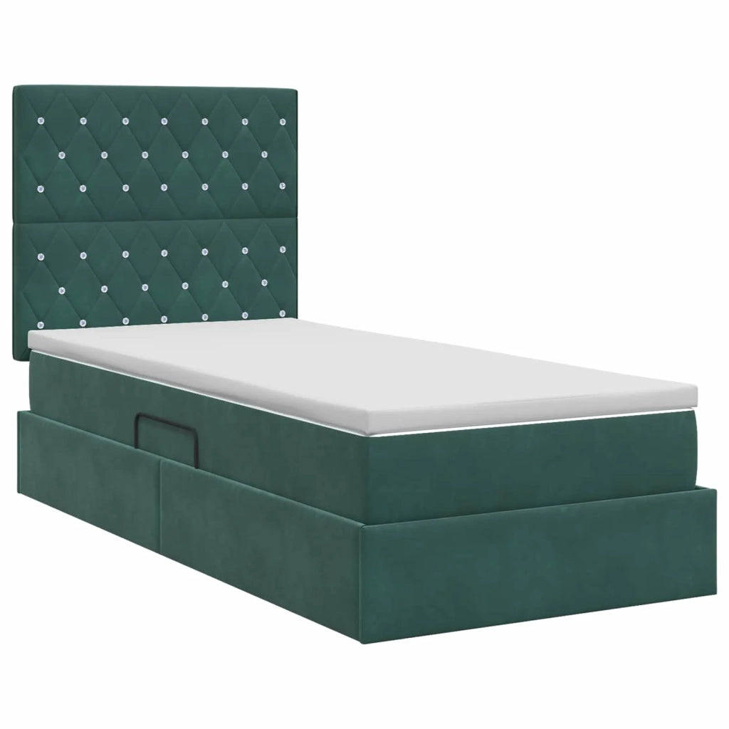Letto con contenitore e materasso Verde Scuro 90 x 200 cm 3459606