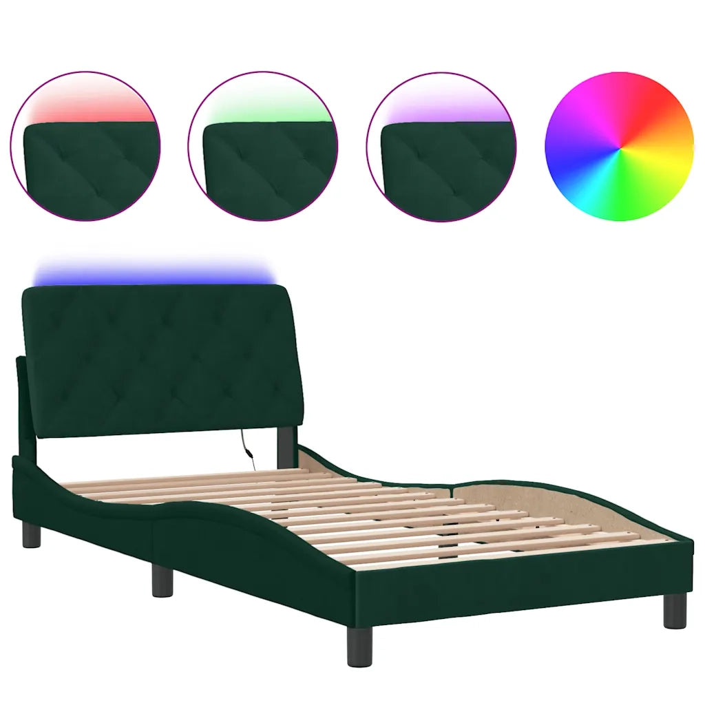 Giroletto con Luci LED Verde Scuro 100x200 cm in Velluto