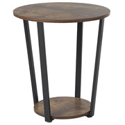 Tavolino in legno scuro con gambe in metallo MDF Nero Scaffale da soggiorno rotondo industriale da 50 cm