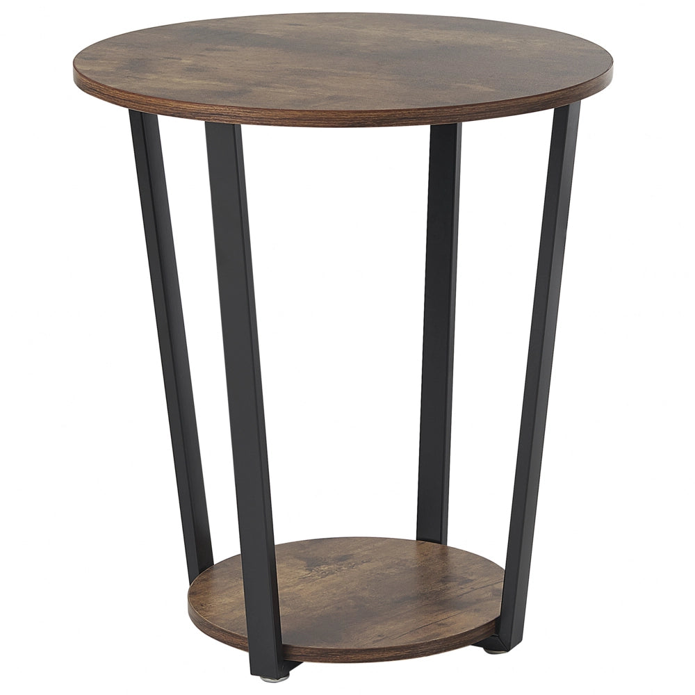 Tavolino in legno scuro con gambe in metallo MDF Nero Scaffale da soggiorno rotondo industriale da 50 cm