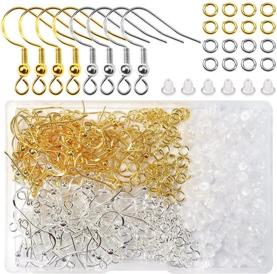 Orecchini a pendente 400 pezzi - Argento/Rosso Oro - 18 mm Pendente - 4 mm Anello a spirale aperto - Stopper orecchini trasparenti - Per DIY gioielli - Componenti orecchini