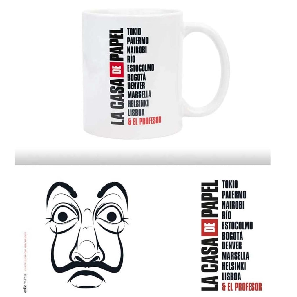 Tazza in ceramica 330 ml Collezione La Casa De Papel Solido Lavabile Bianco Inny