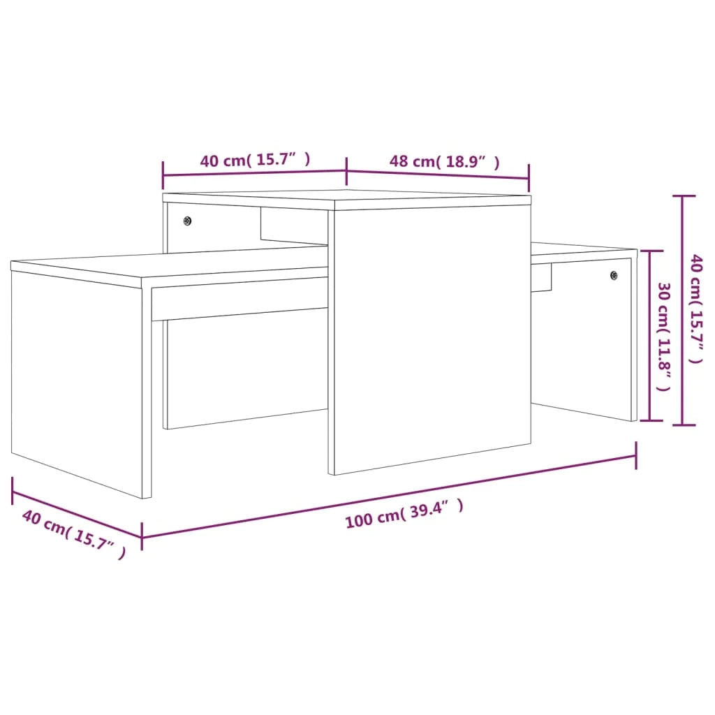 Set tavolino da caffè 100 x 48 x 40 cm multistrato marrone 02_0042142