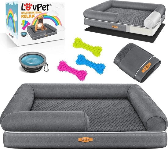 Letto per cani ortopedico con copertura rimovibile e accessori per garantire il massimo comfort di sonno