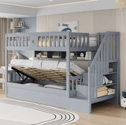 Letto a soppalco 90x200 cm con vano contenitore idraulico, scala contenitore e ripiani
