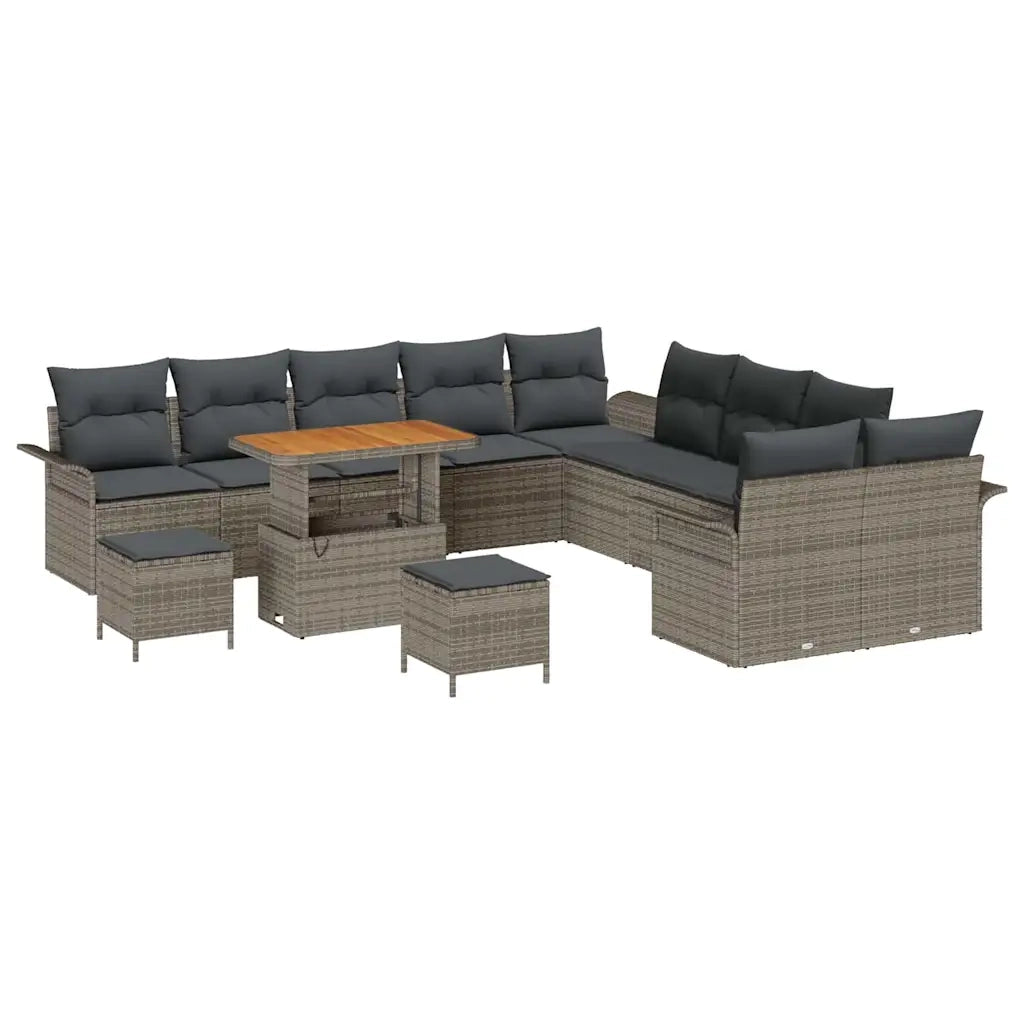 Set Divano da Giardino con cuscino 13 pcs Grigio polyrattan 3362198