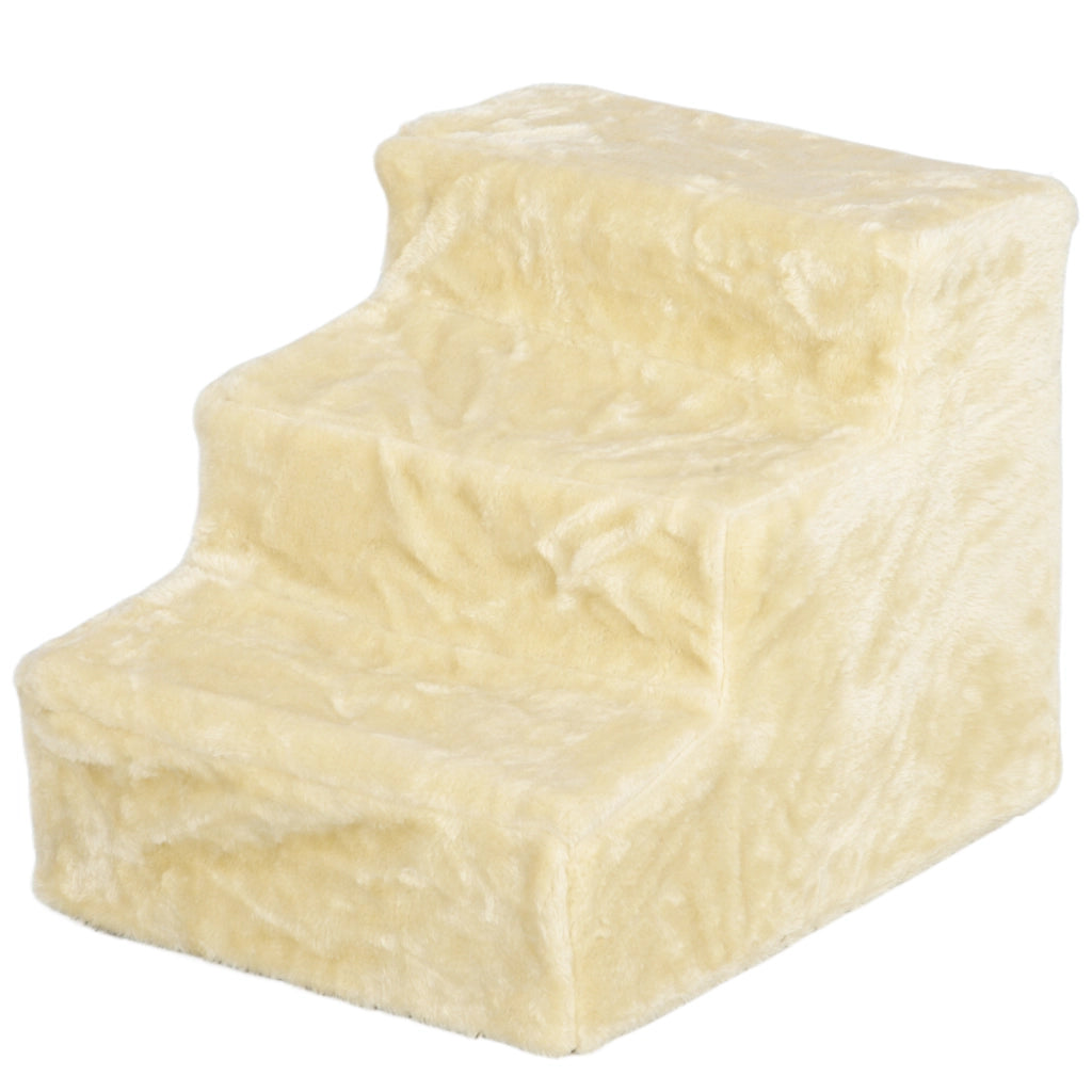 Scala per Cani 3 Gradini con Copertura Lavabile ¨C zephmum ¨C 46x35x35 cm Beige