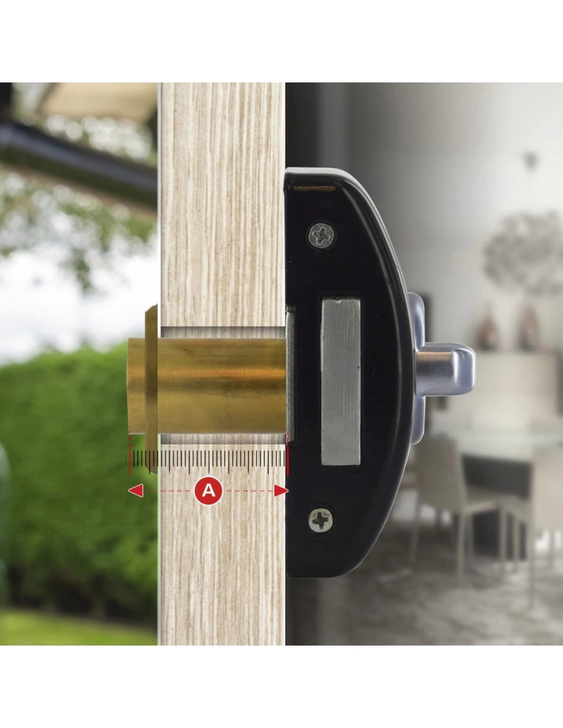Serratura da applicare a chiavistello, con pomolo, Design 5 per porta d'ingresso, cilindro 45mm, acciaio, 3 chiavi, nero - THIRARD