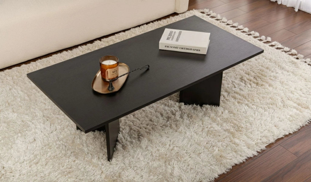 Turate, Tavolino da Salotto Forma Rettangolare, 119x60x40h cm Nero