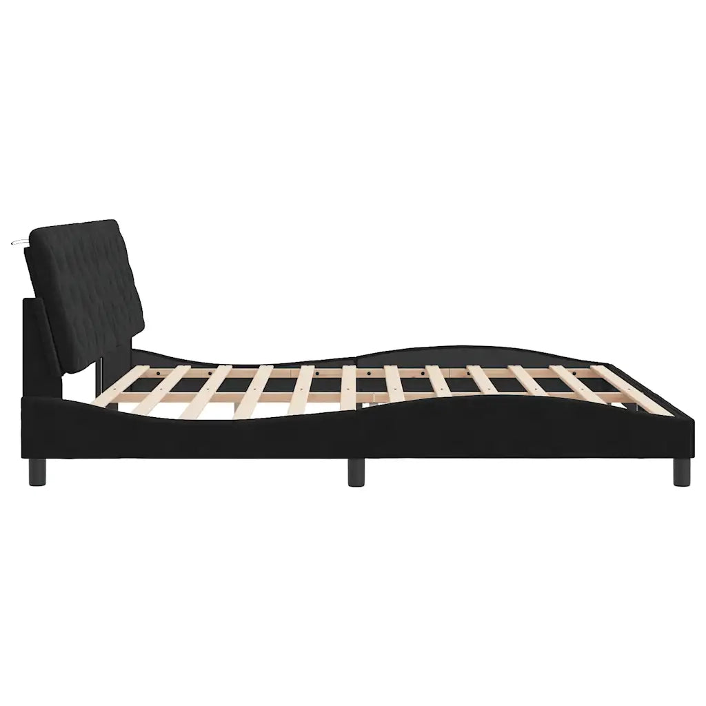 Letto matrimoniale | Letto per adulti | Giroletto senza Materasso Nero 200x200 cm in Velluto